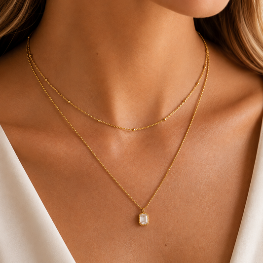 Layered Zircon Pendant Necklace