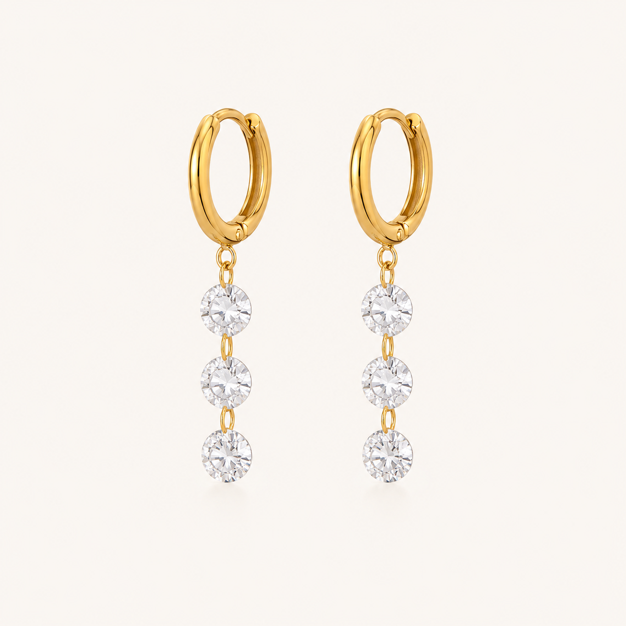Triple Zircon Drop Earrings