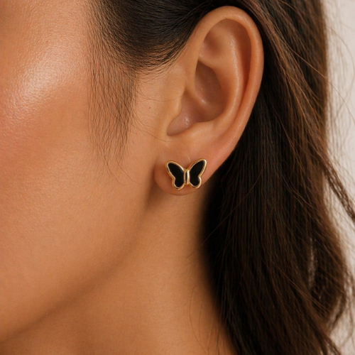 Clover Butterfly Gold Earrings Set