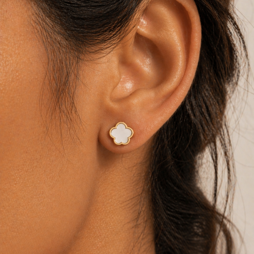 Clover Butterfly Gold Earrings Set