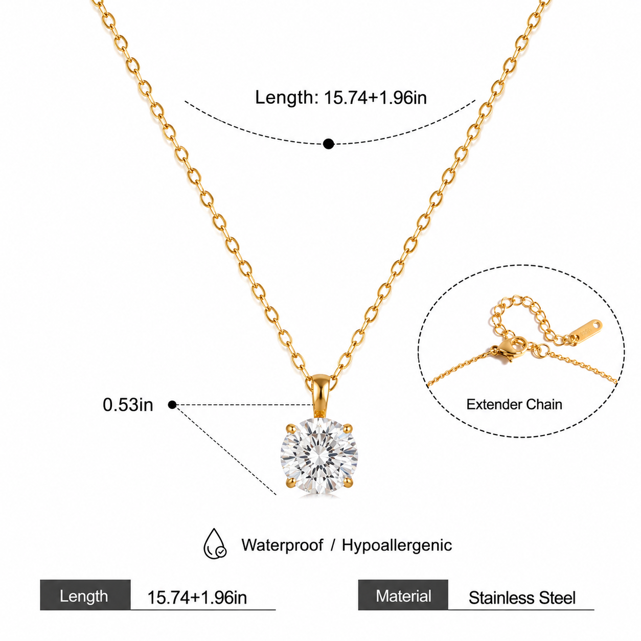 Classic Zircon Pendant Necklace