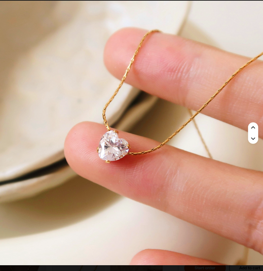 Gold Heart Zircon Necklace