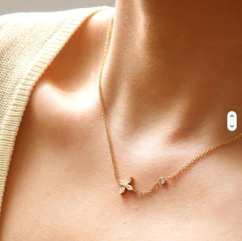 Gold Clover Zircon Charm Necklace