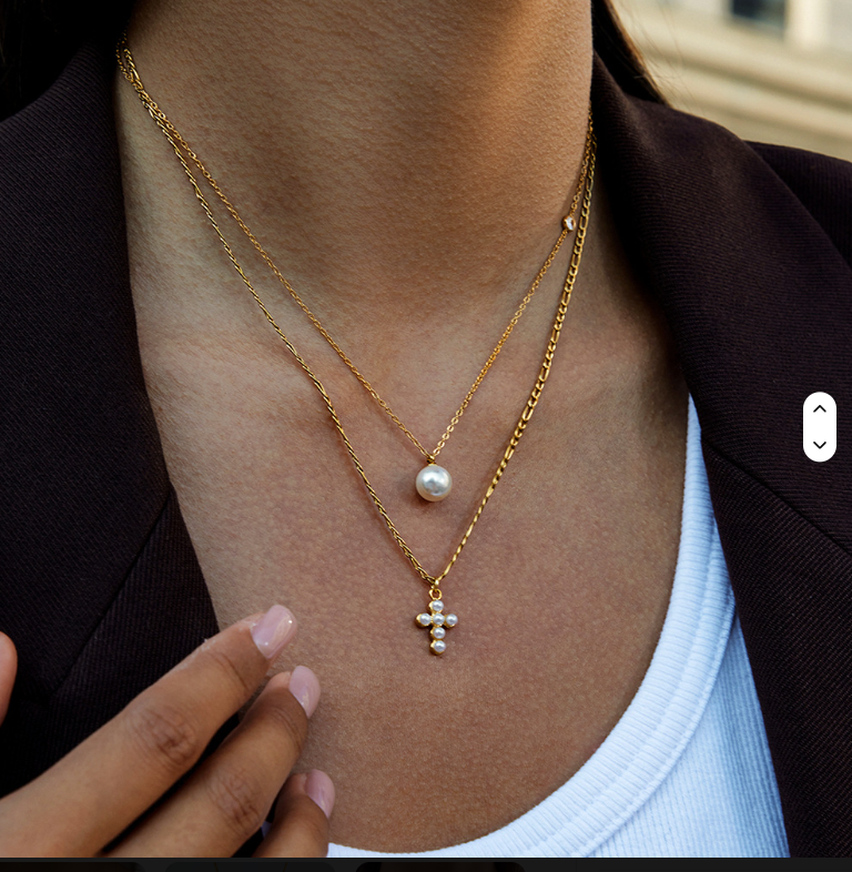 Layered Pearl Cross Necklace