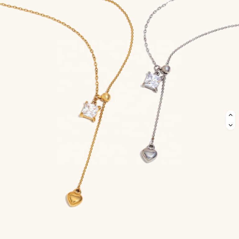 Zircon Heart Drop Necklace