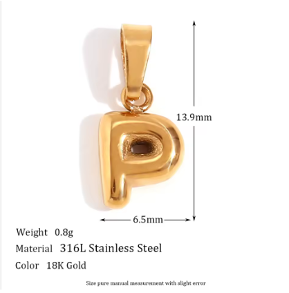 Gold Letter Charm Pendant
