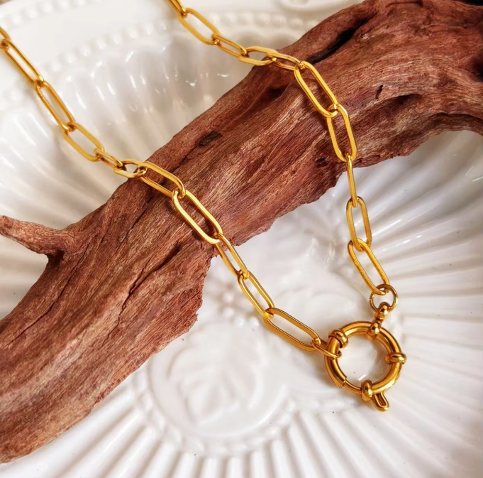 Gold Paperclip Toggle Necklace