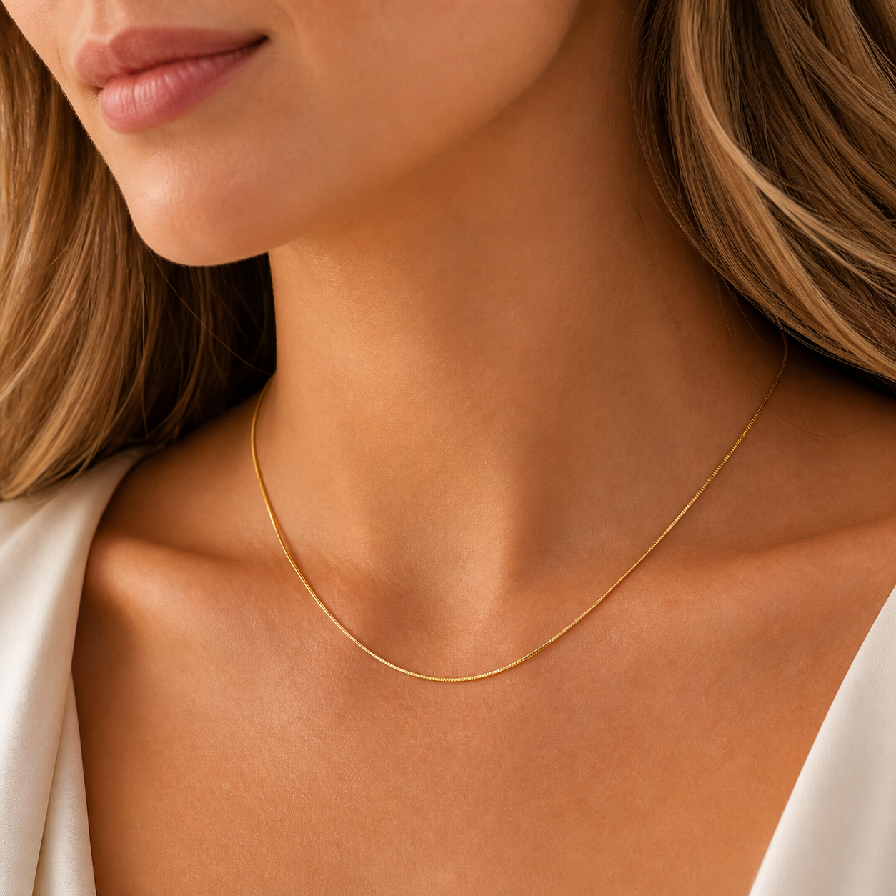 Gold Snake Chain Necklace 1 mm