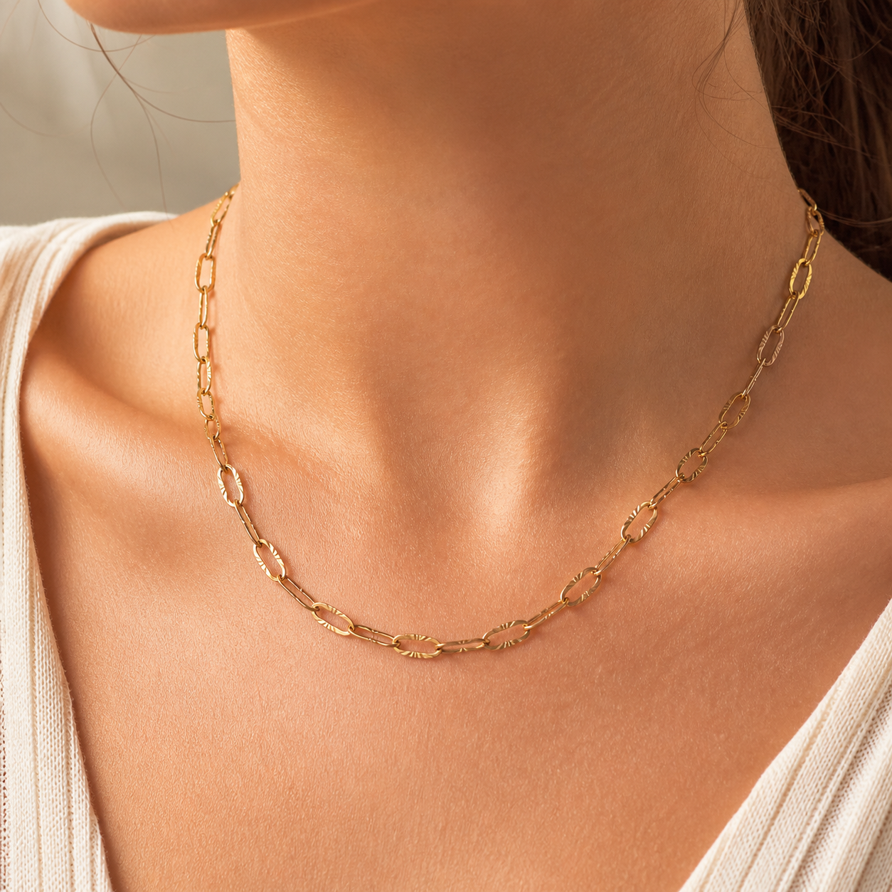 Gold Elongated Chain Necklace