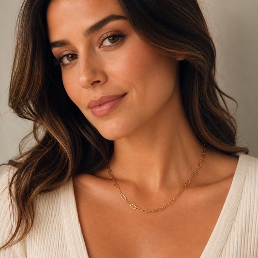 Gold Elongated Chain Necklace