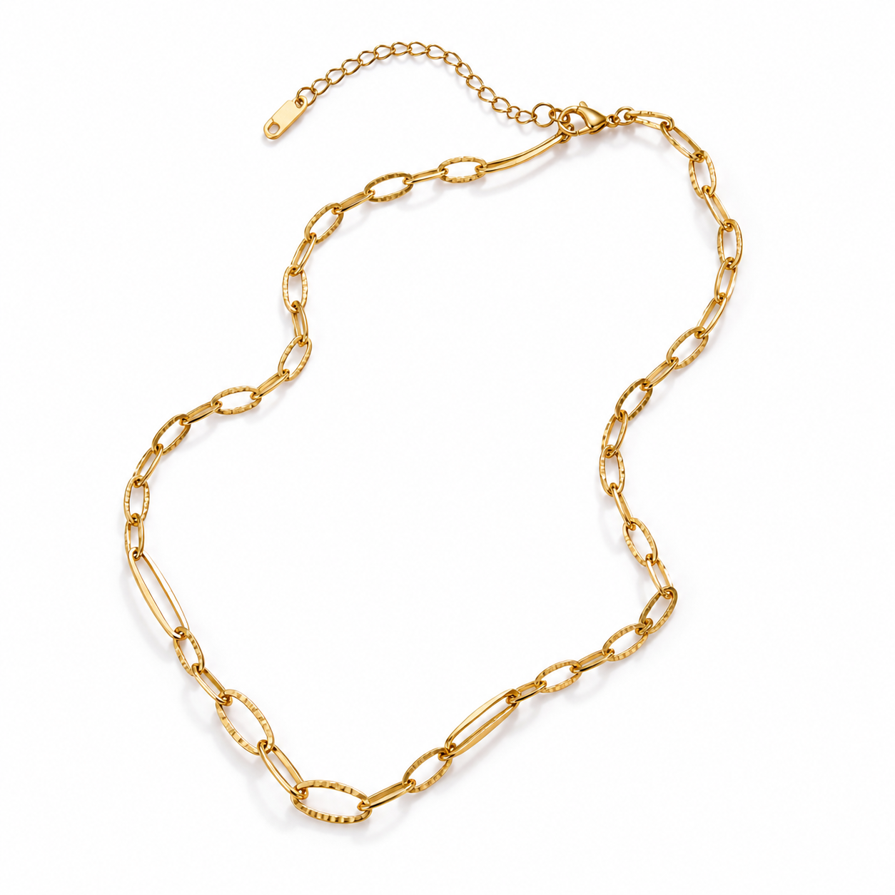 Gold Elongated Chain Necklace