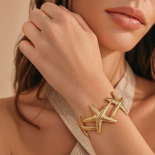 Gold Starfish Cuff Bracelet