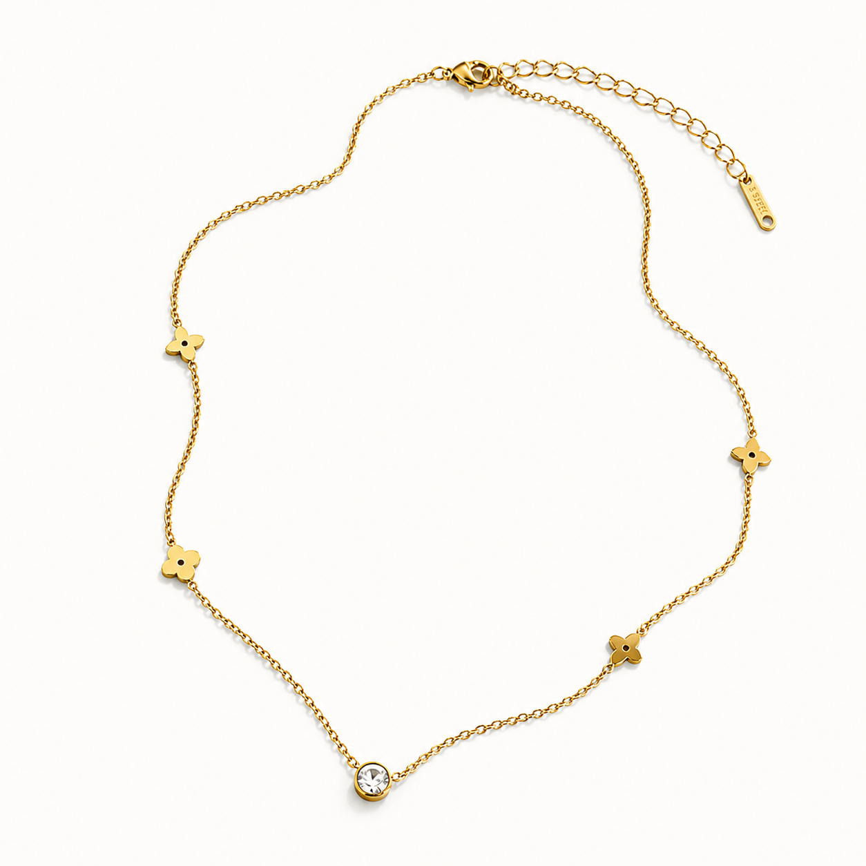 Minimalist Clover Zircon Necklace