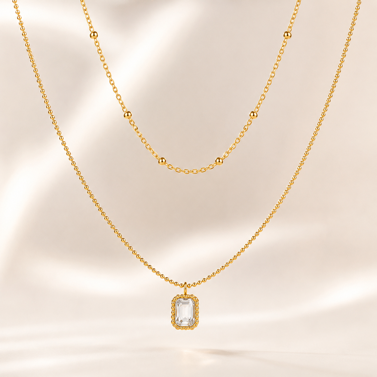 Layered Zircon Pendant Necklace