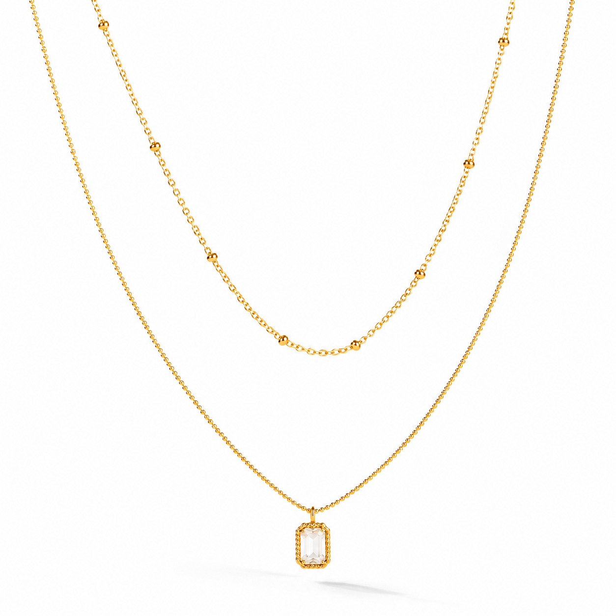 Layered Zircon Pendant Necklace