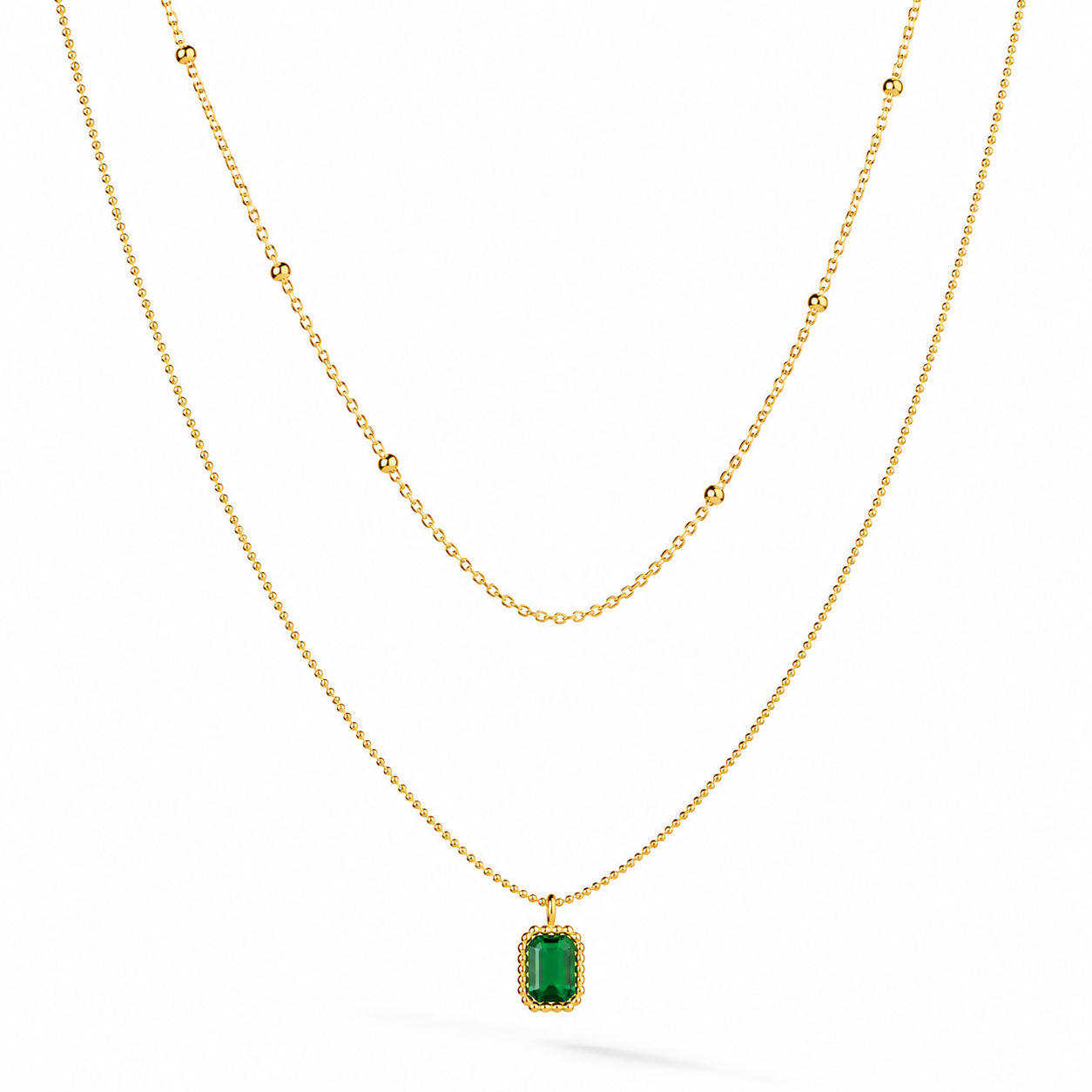 Layered Zircon Pendant Necklace