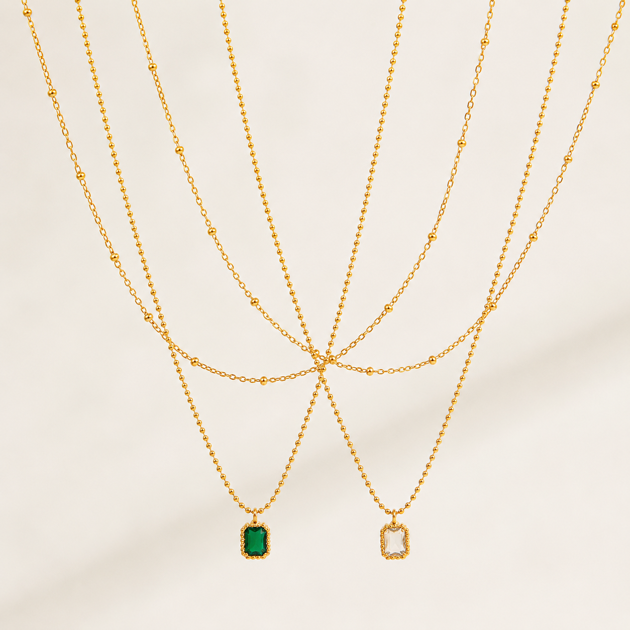 Layered Zircon Pendant Necklace