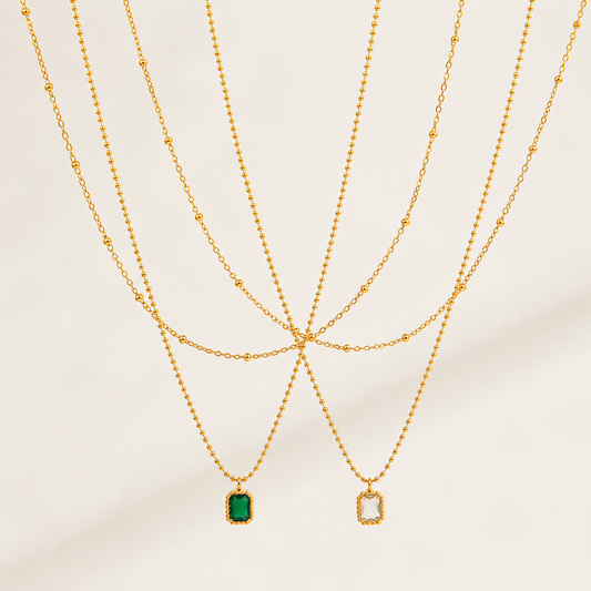 Layered Zircon Pendant Necklace