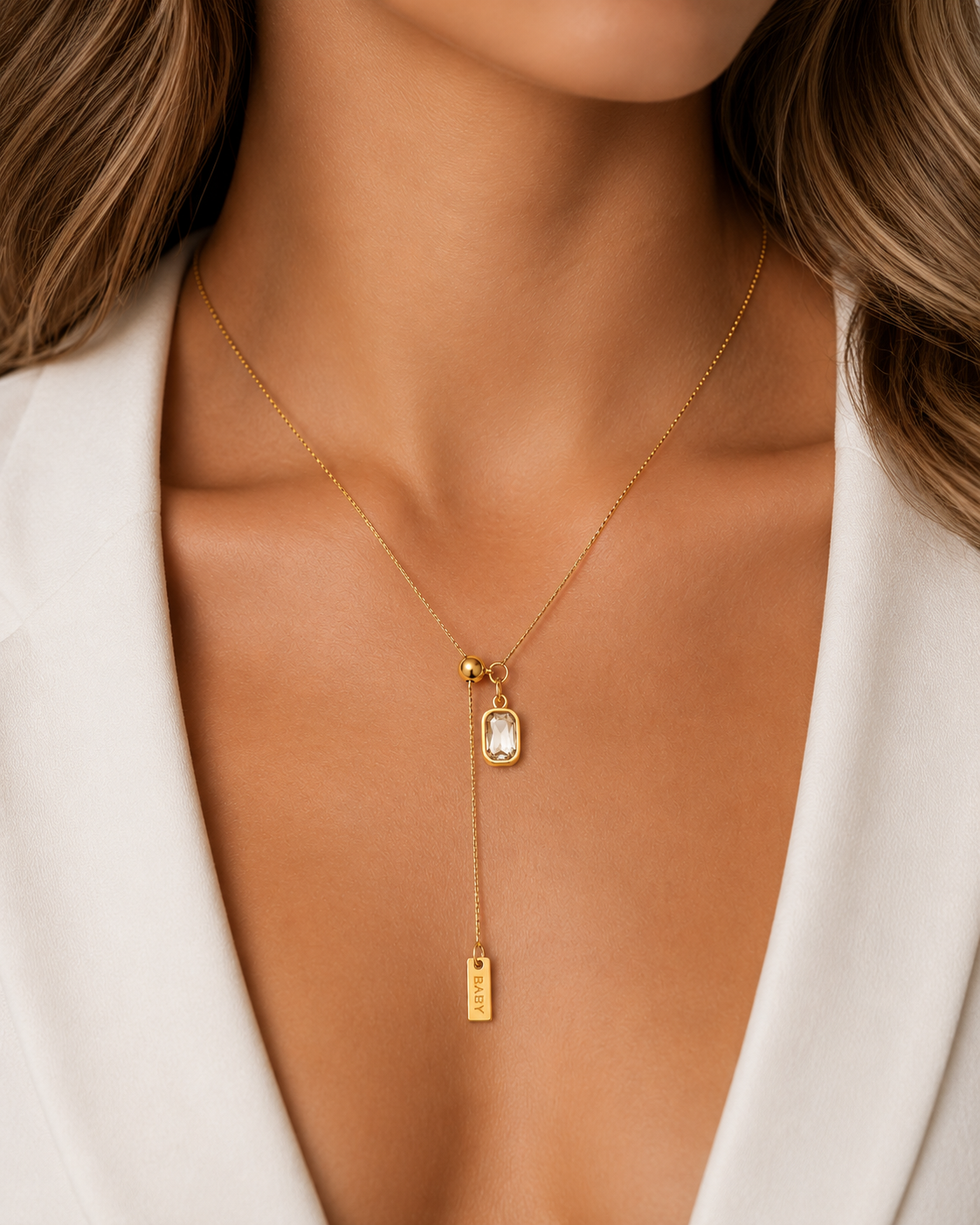 Emerald Cut Zircon Necklace