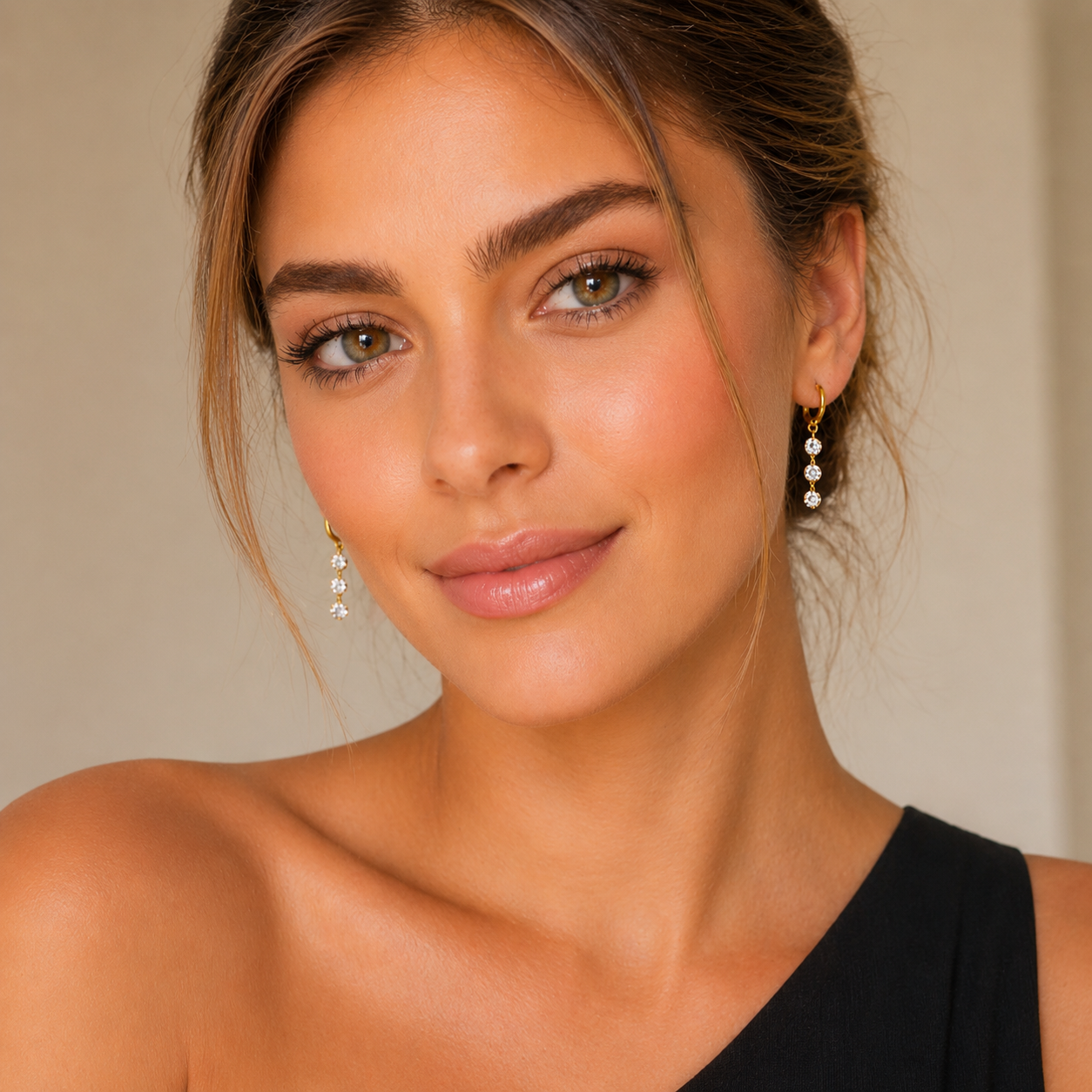 Triple Zircon Drop Earrings
