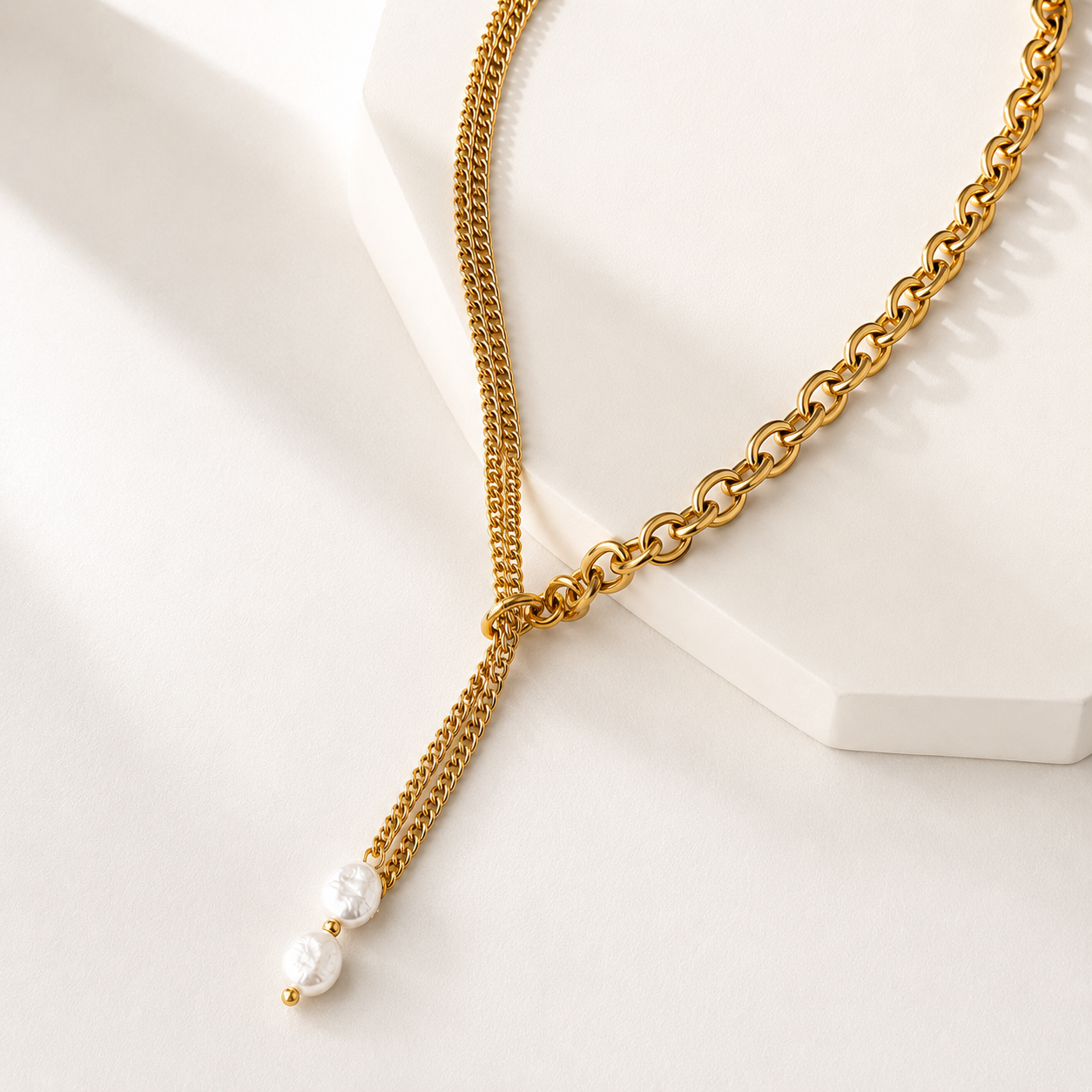 Mixed Chain Pearl Necklace