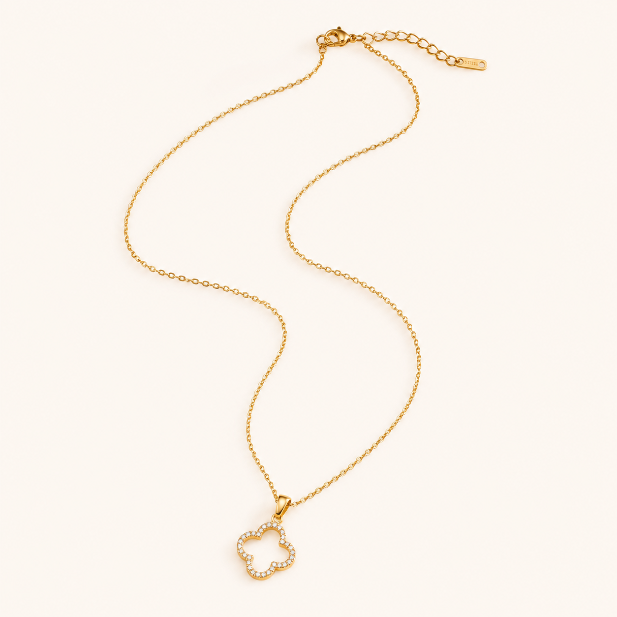 Clover Zircon Pendant Necklace