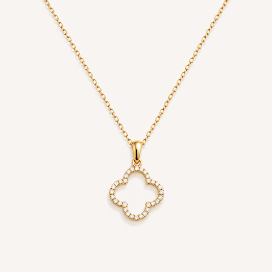 Clover Zircon Pendant Necklace