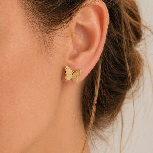 Gold Butterfly Heart Earrings Set