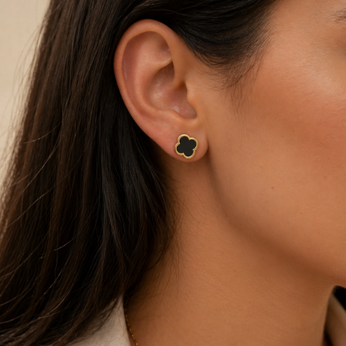 Clover Butterfly Gold Earrings Set
