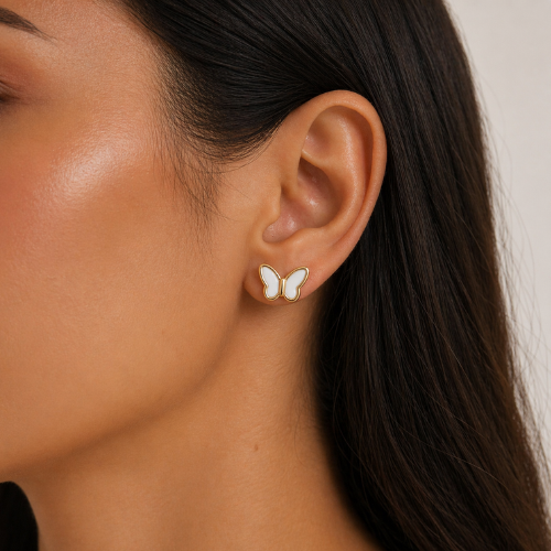 Clover Butterfly Gold Earrings Set