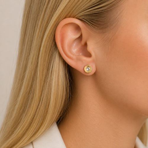 Gold Clover Hoop Earrings Set