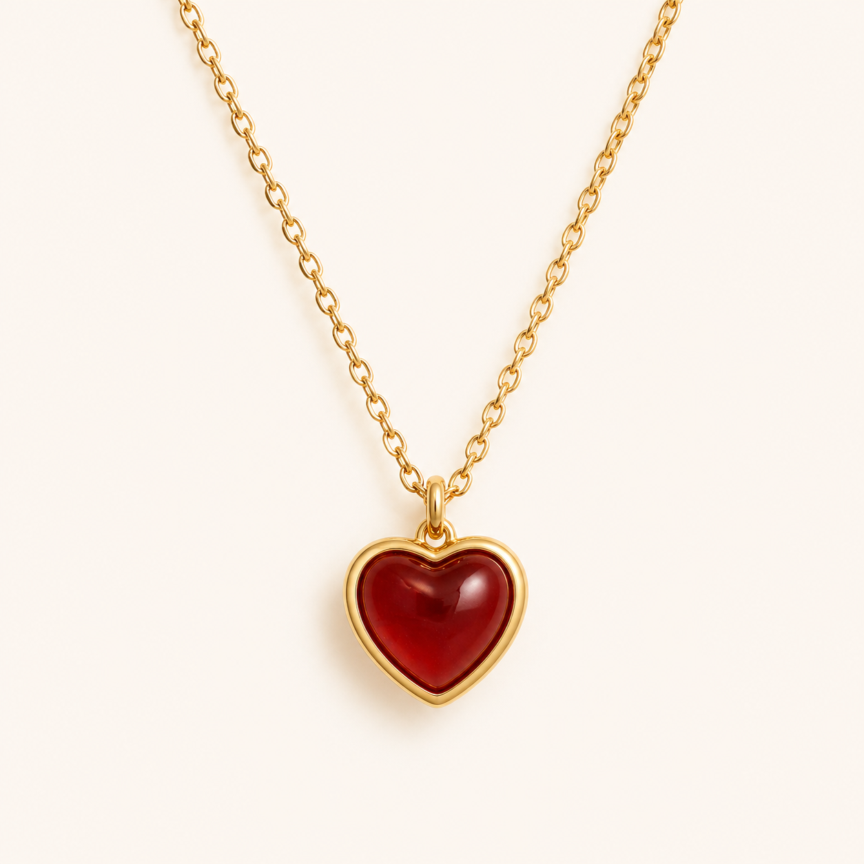 Red Heart Agate Pendant Necklace