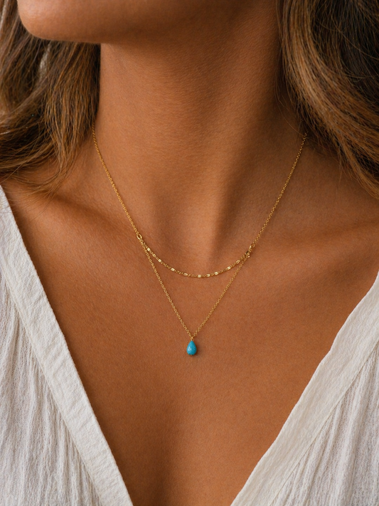 Blue Opal Teardrop Necklace