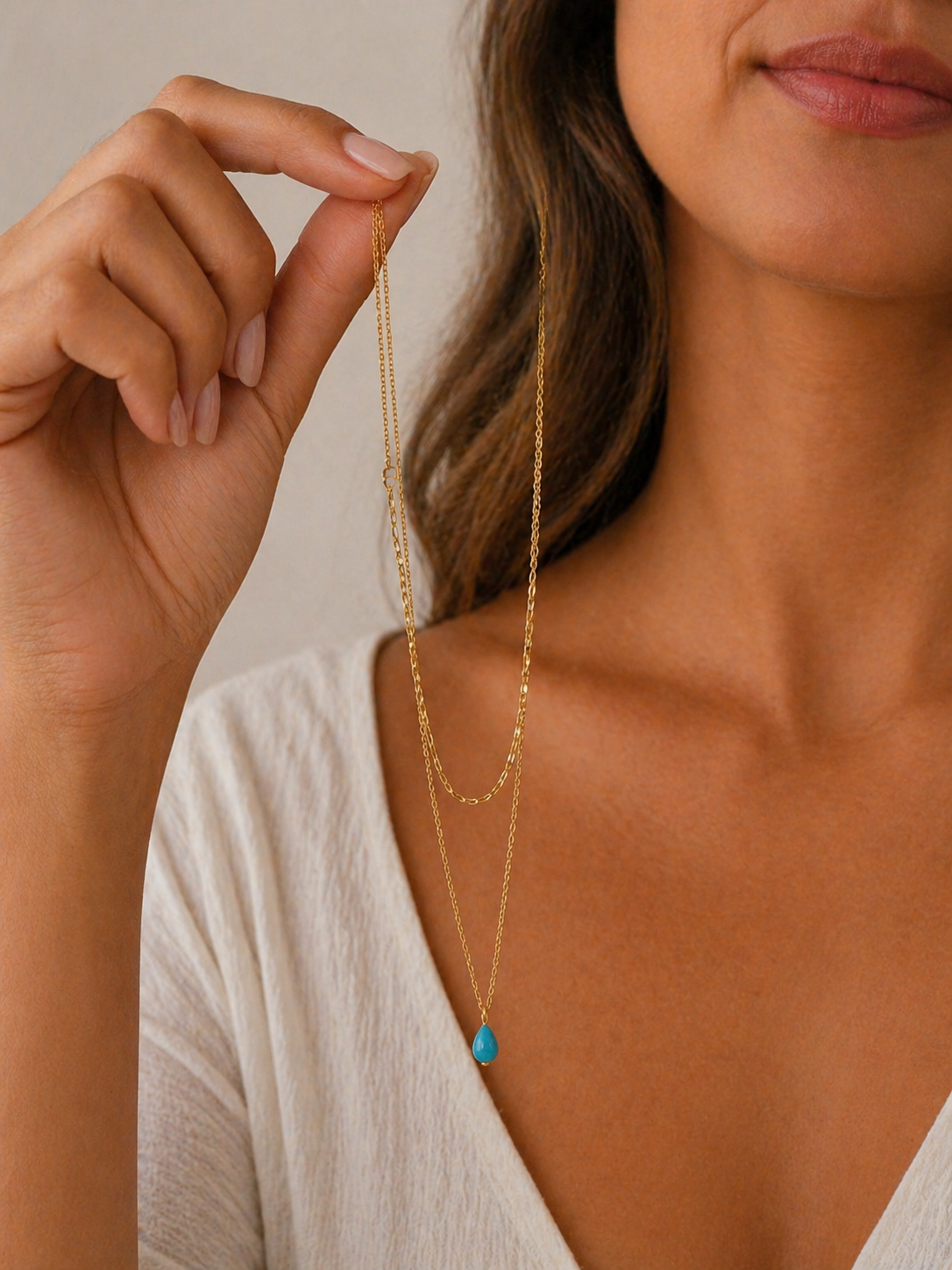 Blue Opal Teardrop Necklace