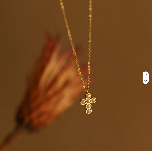Pearl Cross Pendant Necklace