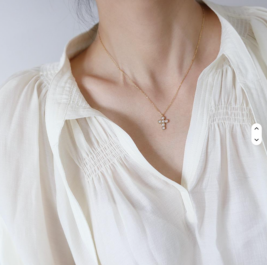 Pearl Cross Pendant Necklace