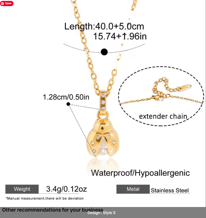 Ladybug CZ Charm Necklace