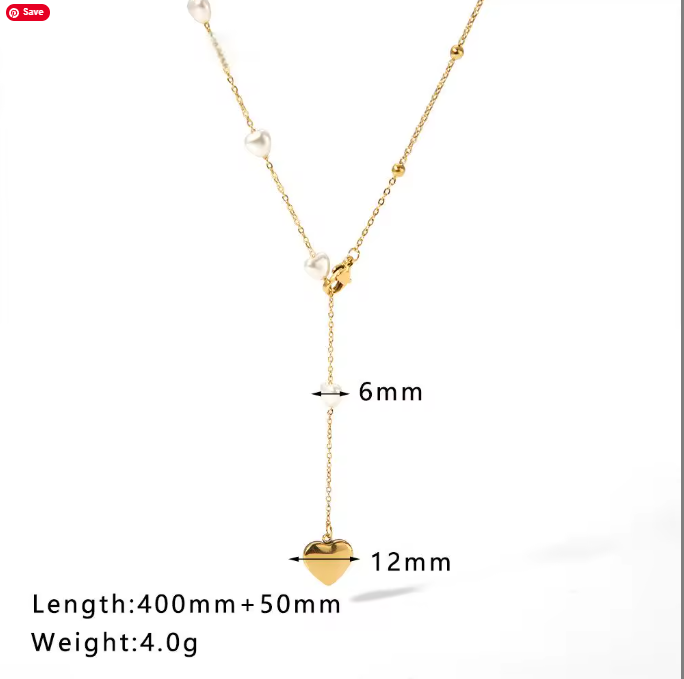 Pearl Heart Lariat Necklace