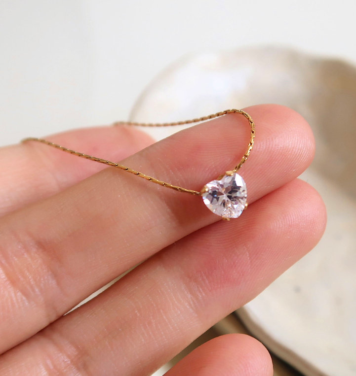 Gold Heart Zircon Necklace