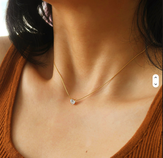 Gold Heart Zircon Necklace