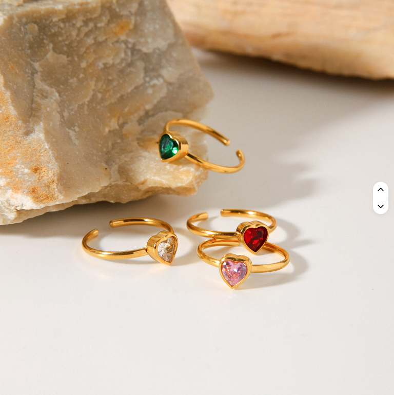 Heart Zircon Open Ring