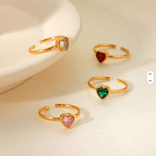 Heart Zircon Open Ring