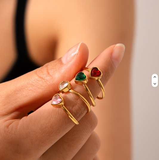 Heart Zircon Open Ring
