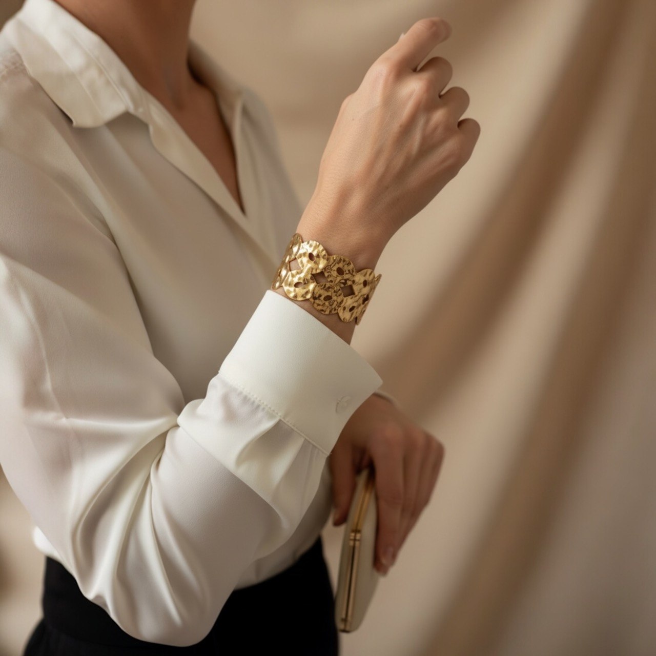 Bold Gold Hammered Cuff