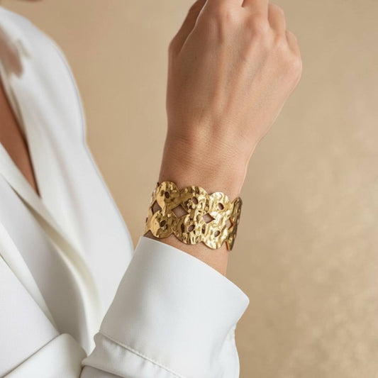 Bold Gold Hammered Cuff