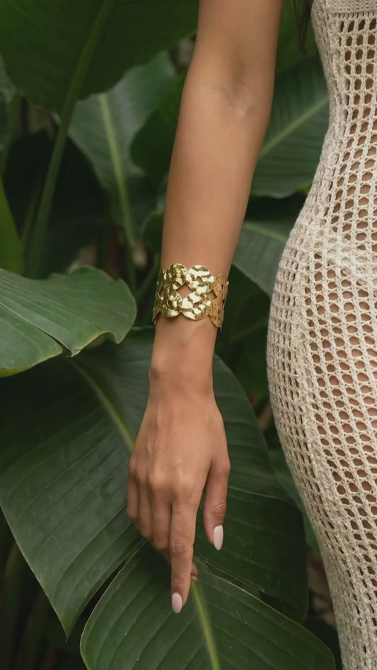 Bold Gold Hammered Cuff